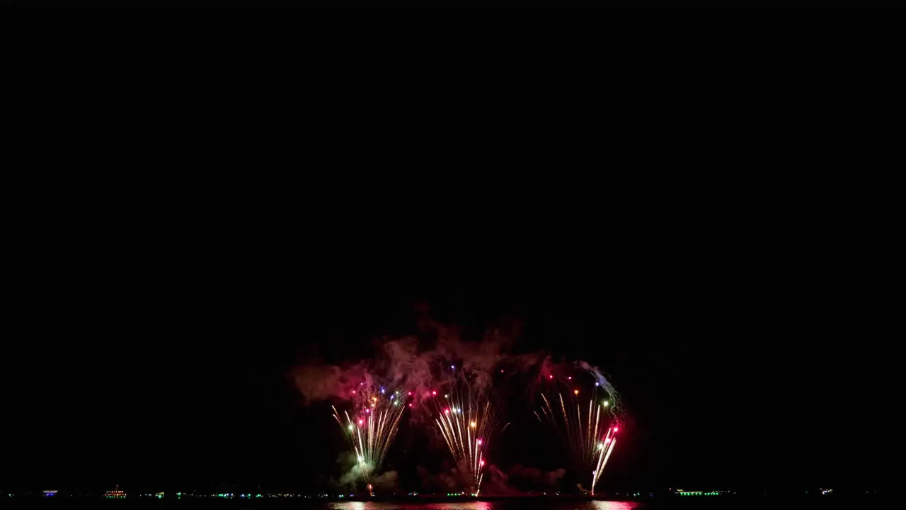 Loop seamless of real fireworks background with bokeh lights in the night sky