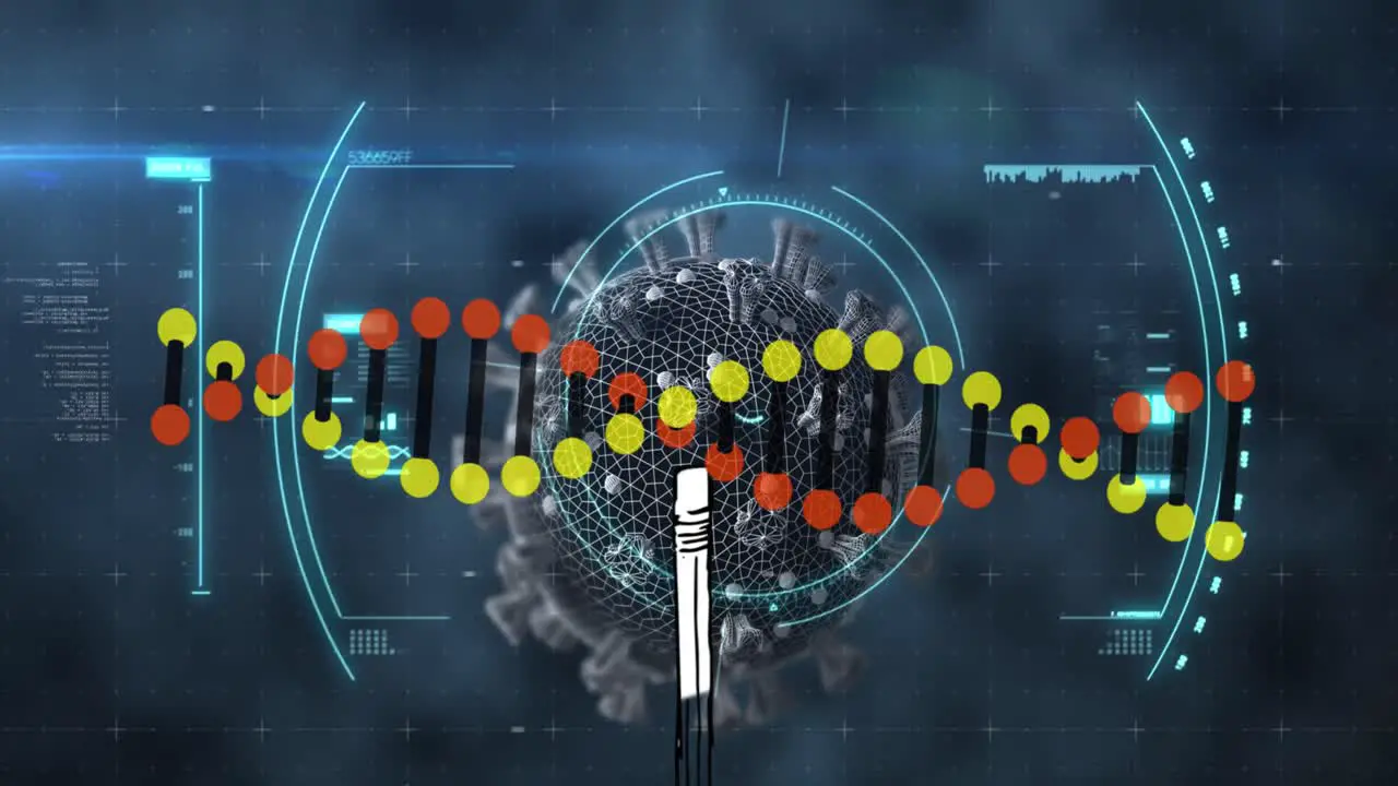 Animation of dna strand and data processing over virus cell