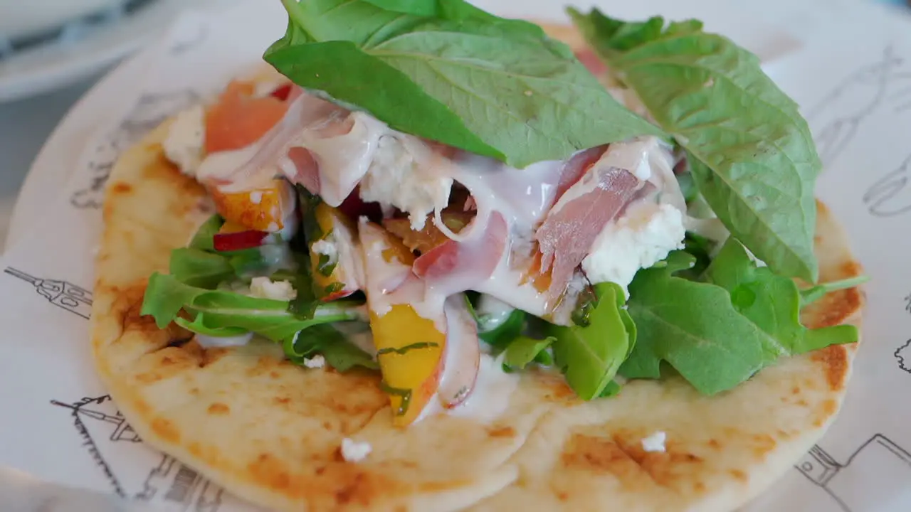 Taco on plate in restaurant