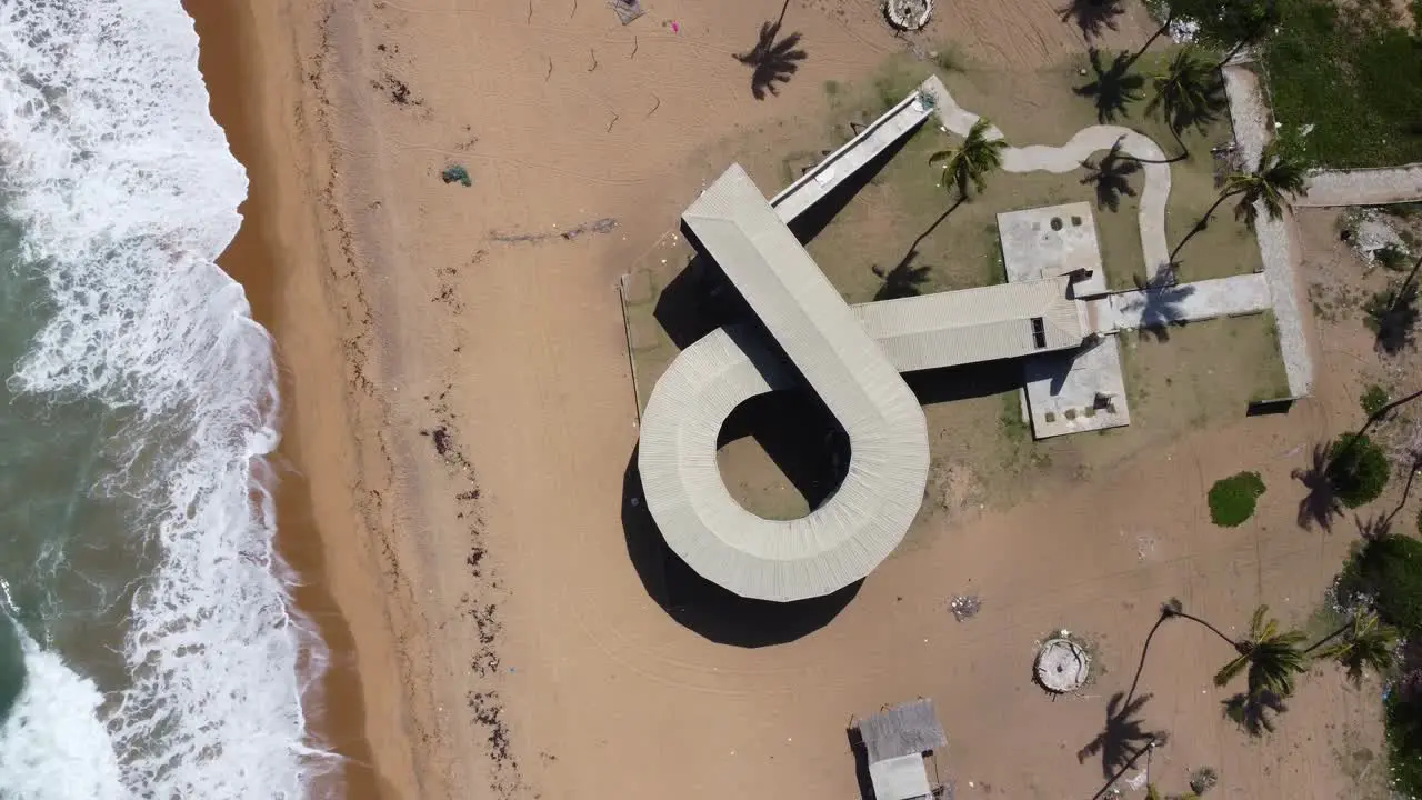 Beach front Sea and sky landscape with a bird eyeview on an architectural monument Badagry Slave Museum Lagos Nigeria