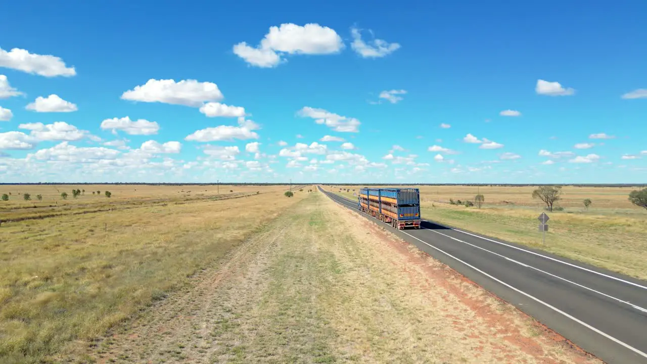 A road train heading out of Longreach in western Queensland