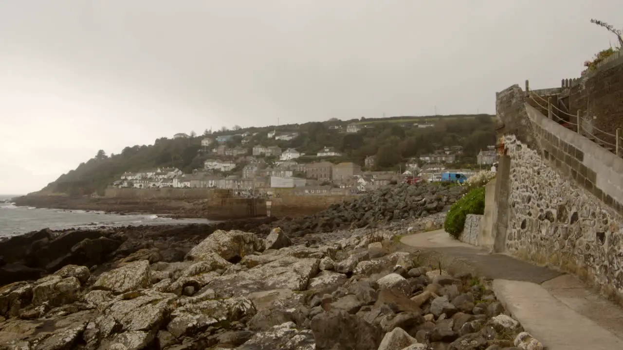 Looking up to the village of Mousehole at Low tide  Cornwall