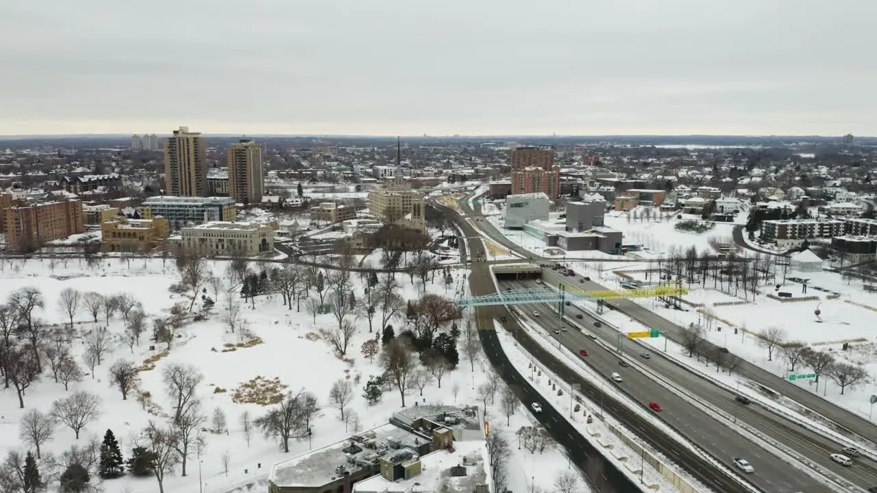 Minneapolis Minnesota Neighborhoods and Highway on Winter Day