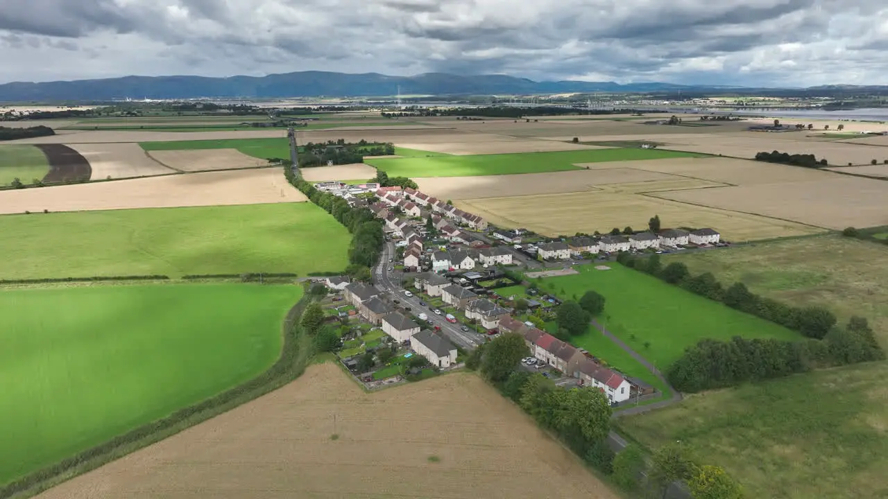 4K Stationary Aerial of Scottish Country Town just outside of Edinburgh The Capital of Scotland United Kingdom