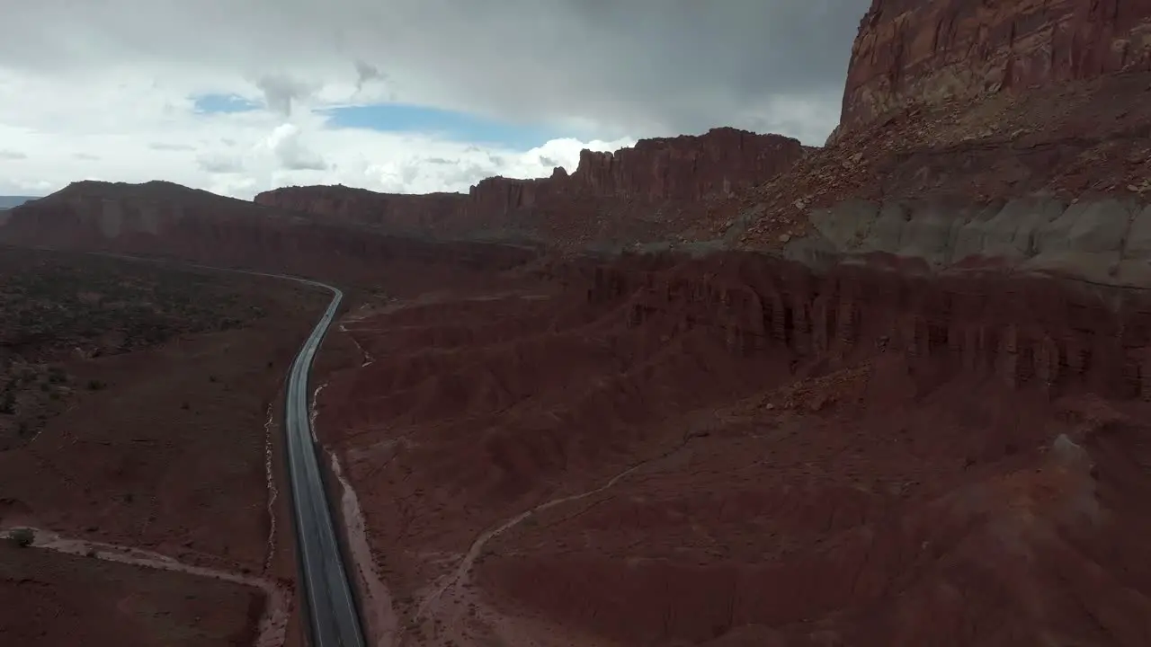 4K Aerial of a storm at Capitol Reef National Park in Utah USA