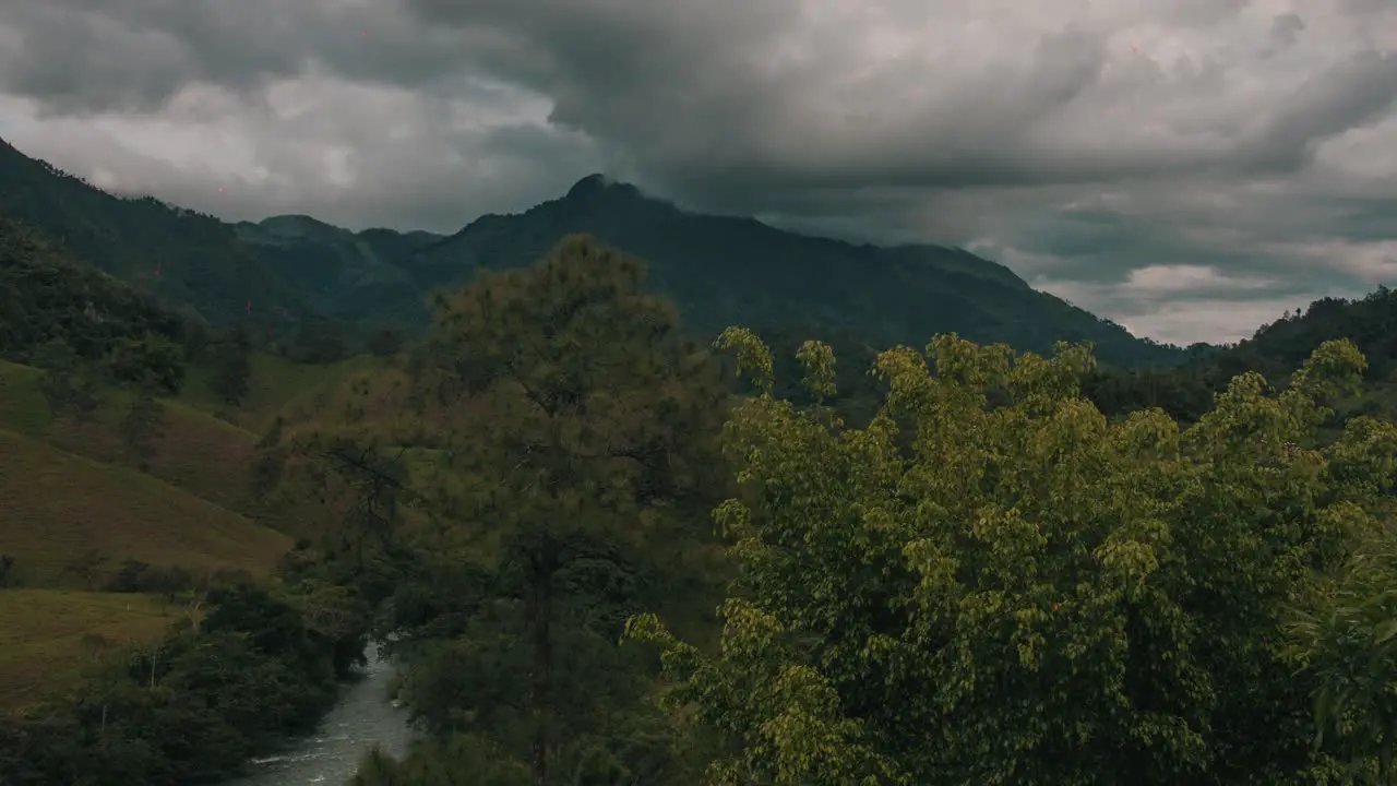 Time lapse of clouds rain formation in the jungle of Guatemala Lanquin