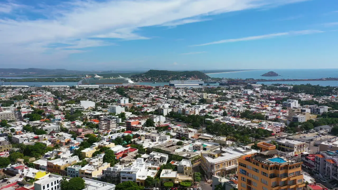 Aerial view around the cityscape of Mazatlan sunny day in Sinaloa Mexico