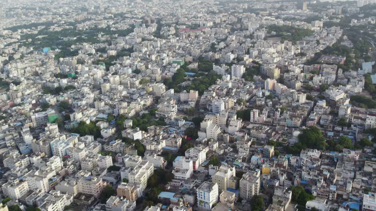 Aerial view of Hyderabad the capital and largest city of the Indian state of Telangana