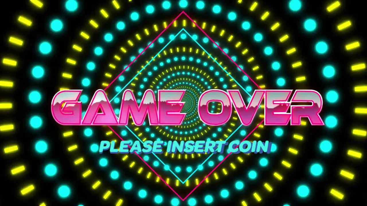 Animation of game over text and spots on black background