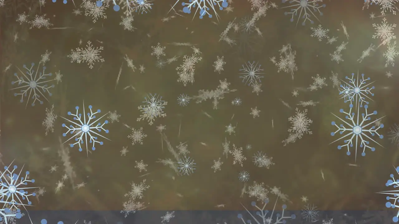 Animation of snowflakes floating and falling against grey background with copy space