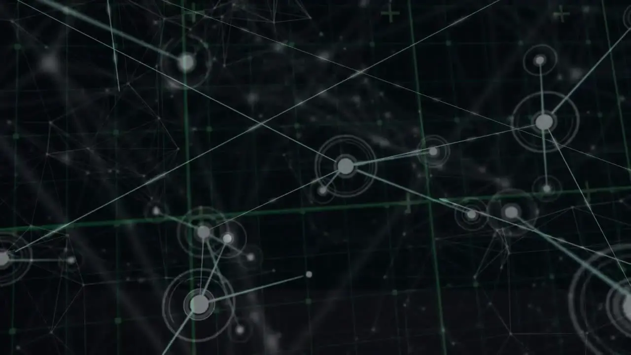 Animation of network of connections with spots over black background