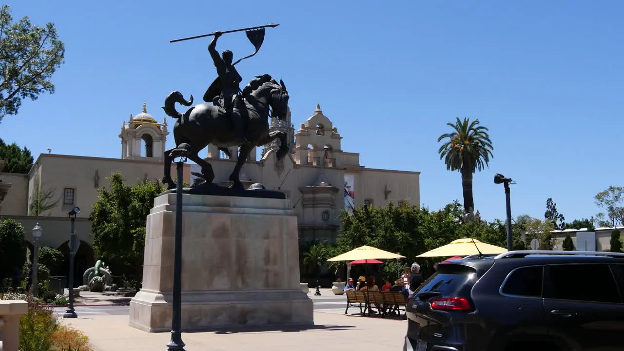 California Horse-Riding Man Statue At An Angle