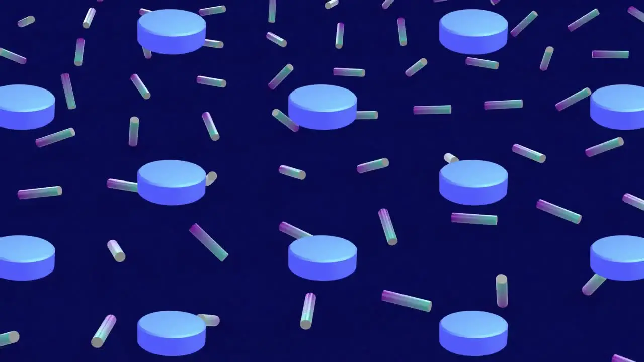 Animation of blue shapes repeated on blue background