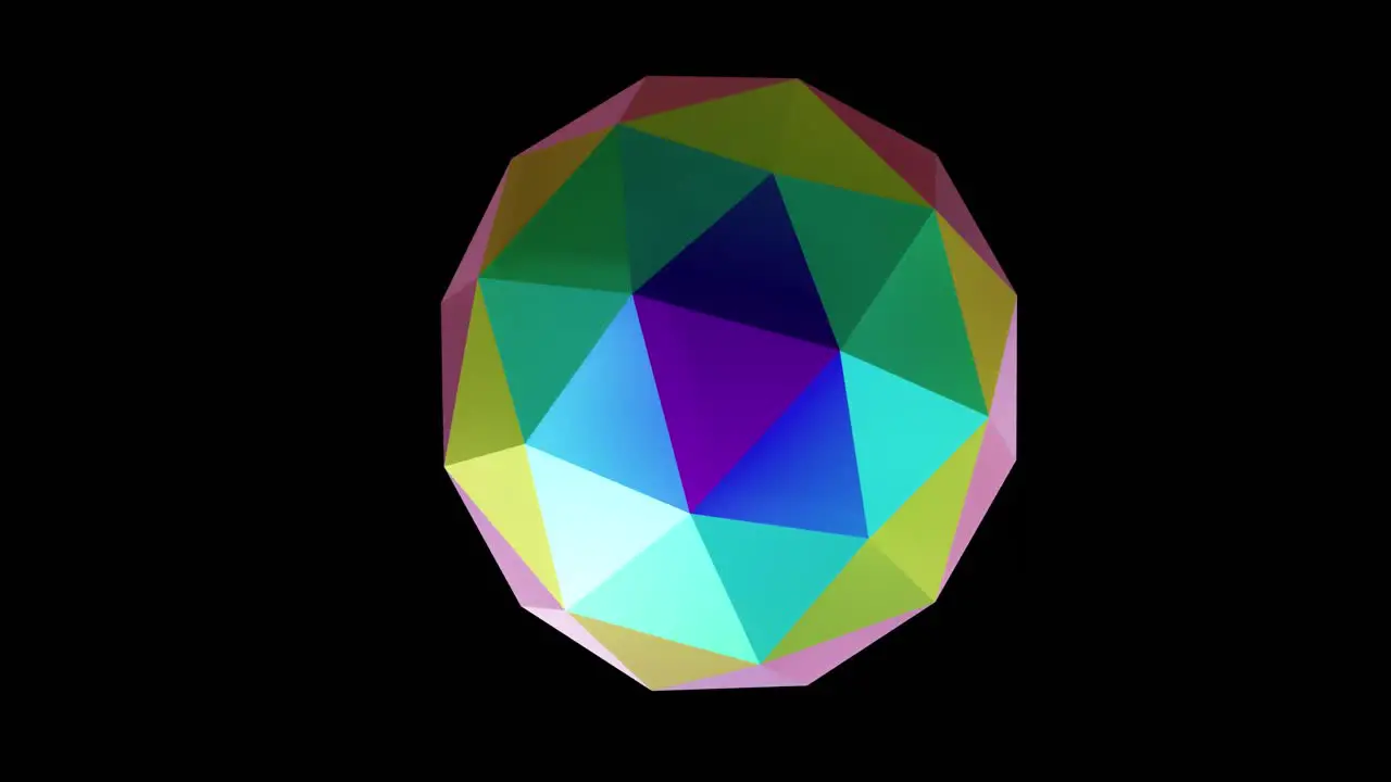 Animation of 3d multicoloured shape over black background