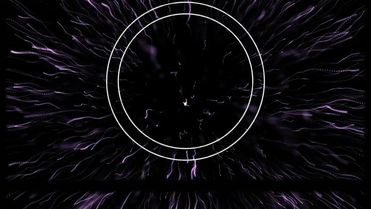 Animation of circles over purple fireworks on black background