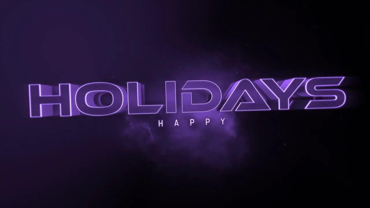 Glowing purple neon sign Happy Holidays in a futuristic font