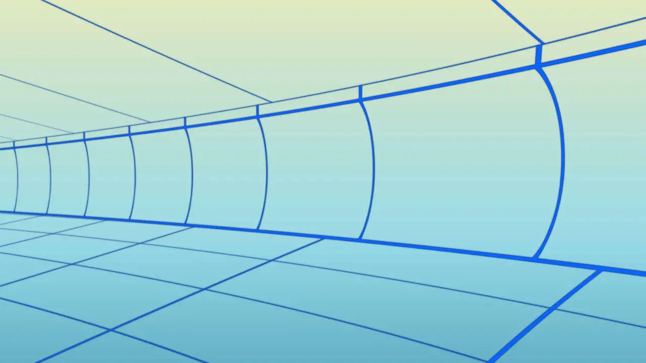 Animation of tunnel with blue pattern over blue and yellow background