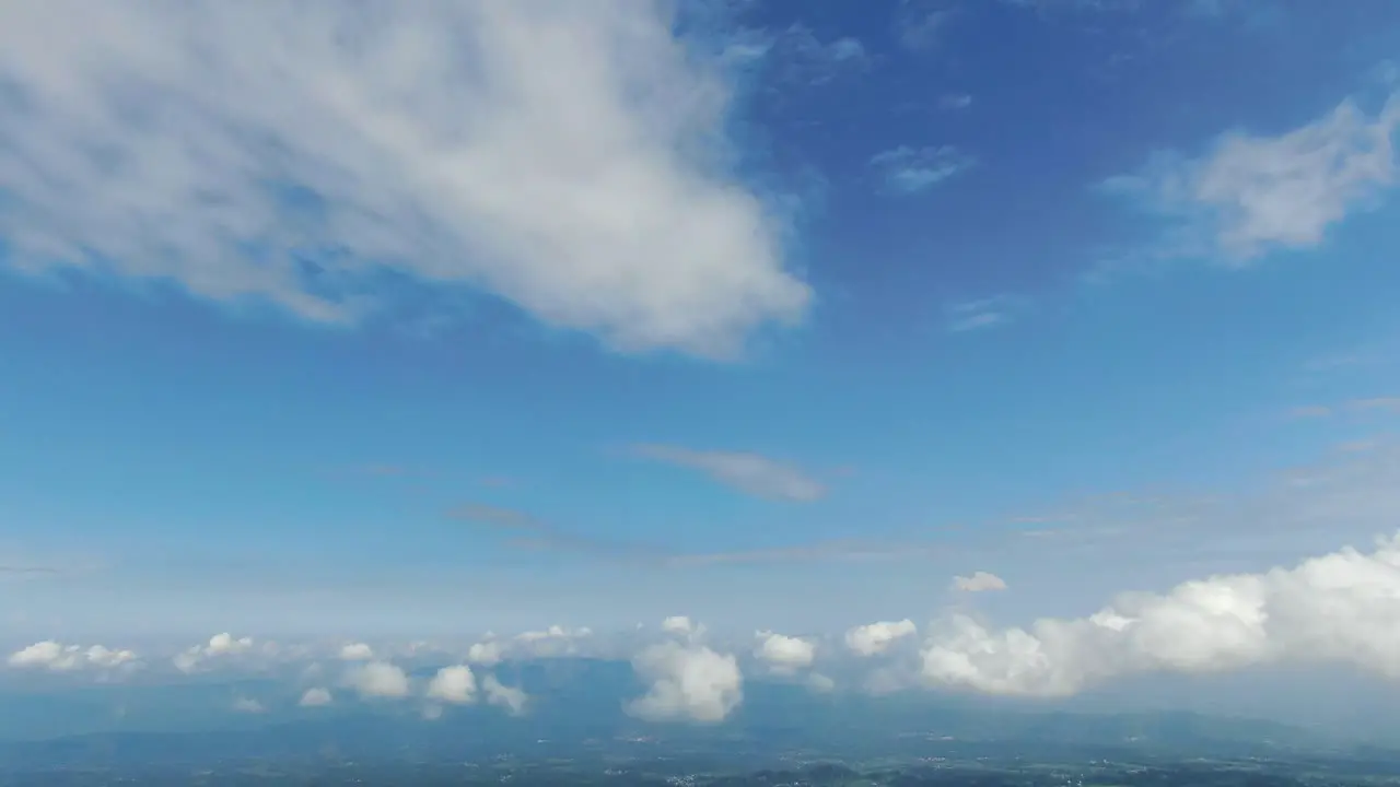 Blue sky and fluffy clouds landscape background cloudscape aerial view