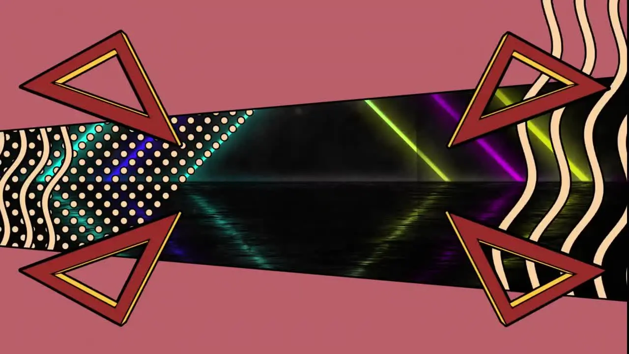 Animation of neon shapes over black background