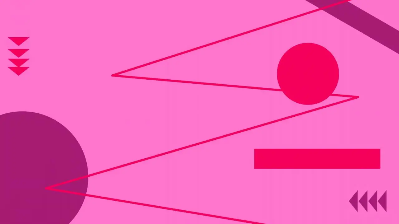 Animation of pink circles and abstract shapes moving on pink background