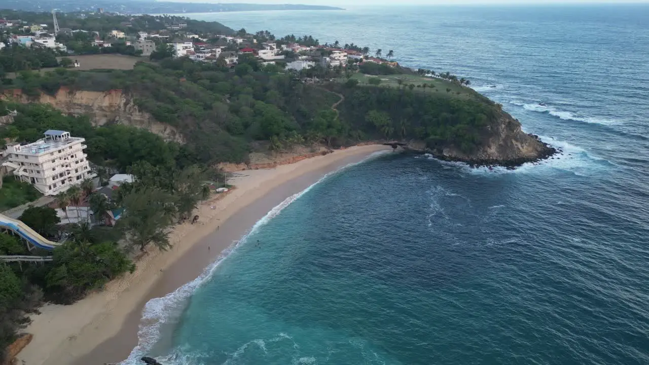 Drone video takes us to Coral beach a pristine sandy shoreline in Puerto Escondido Oaxaca