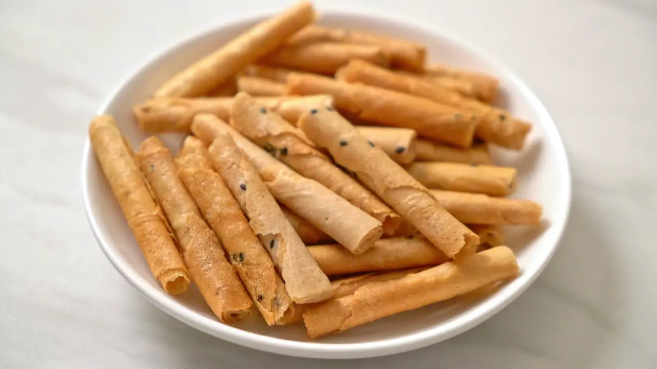 crispy coconut roll a type of rolled wafer a traditional dessert in Thailand