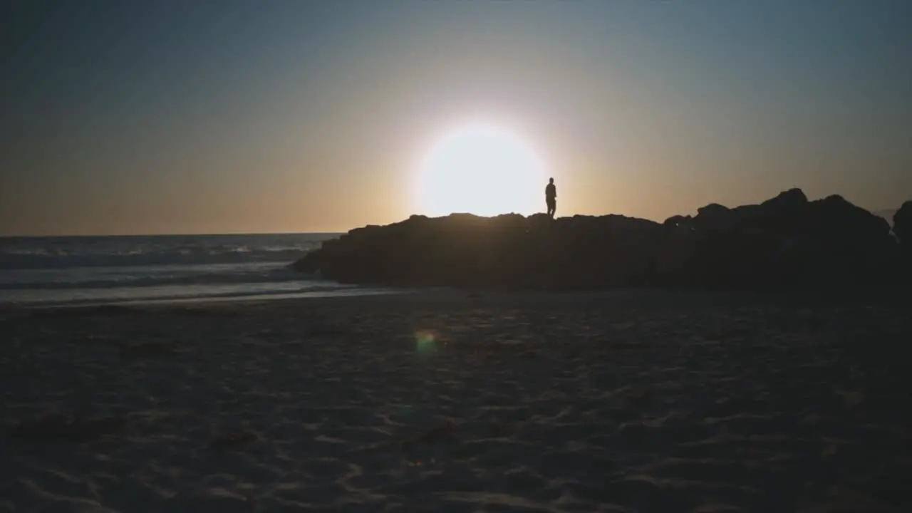 Santa Monica Beach sun set shot with silhouette