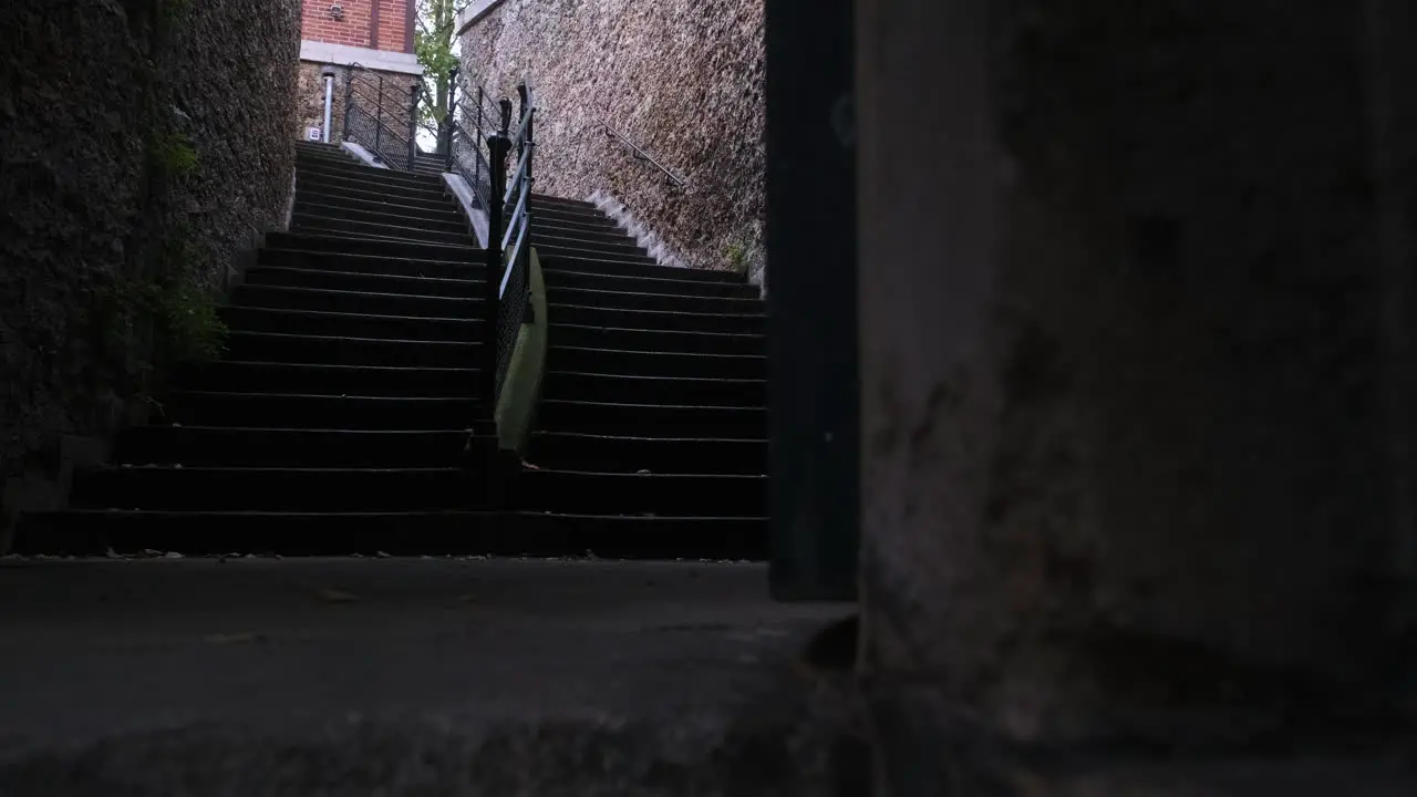 hidden old stone stairs entrance of the pere lachaise cemetary