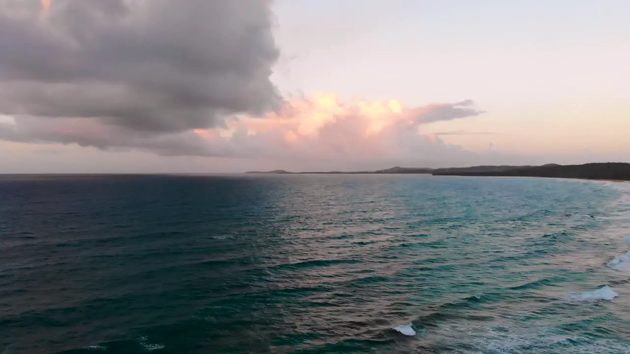 Aerial View of Tropical Island at Sunset