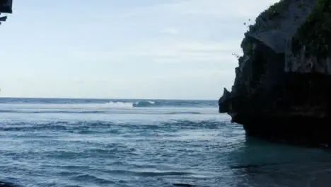 Drone Shot Approaching Waves On Uluwatu Coast