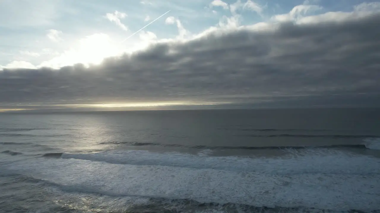 Aerial View Strong Ocean Waves Crashing