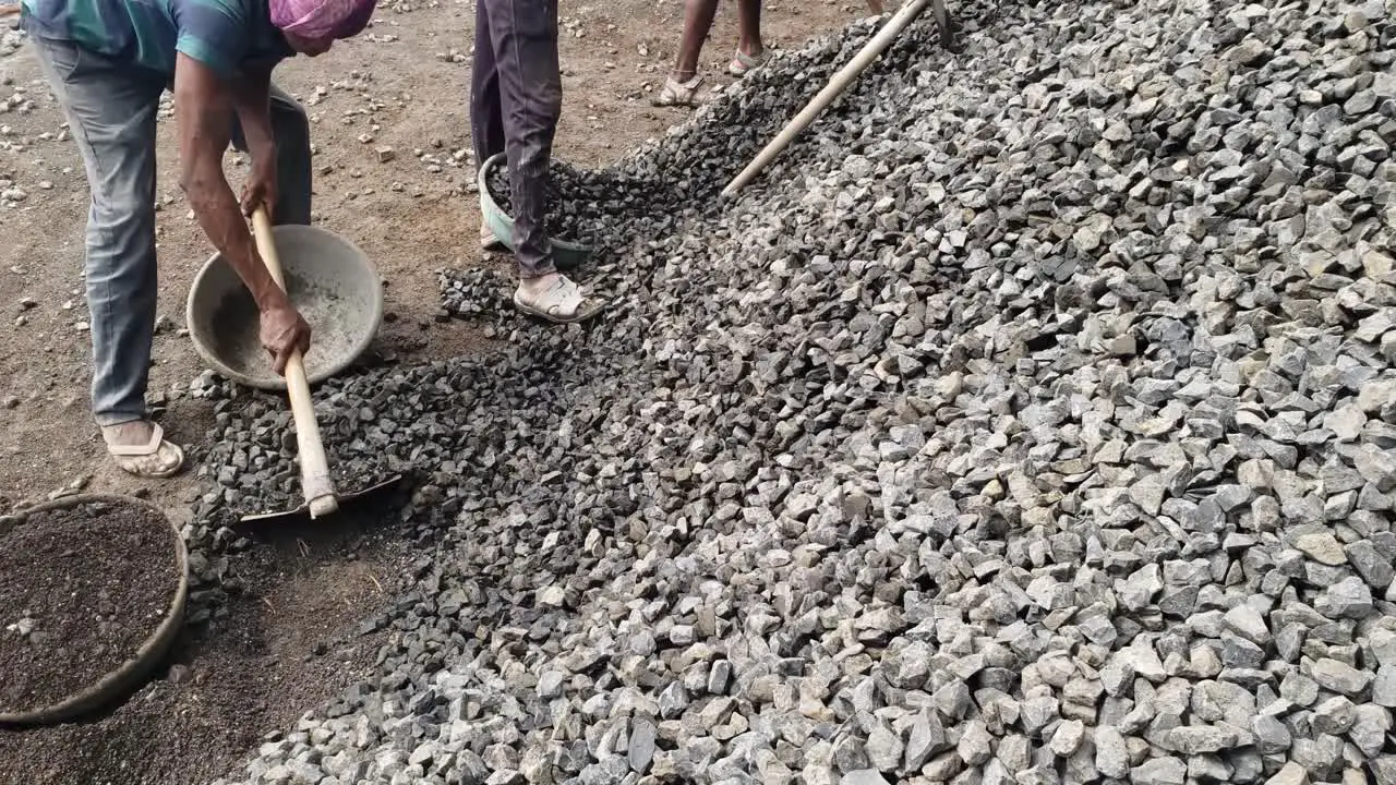 Crushed stone piled up at a construction site