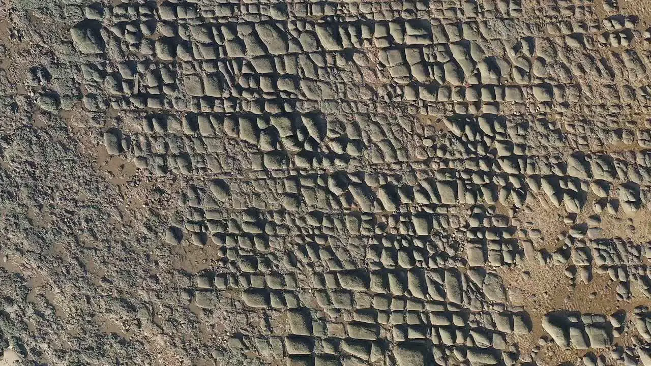 Vertical descending view of a low tide boulder field Hunstanton UK