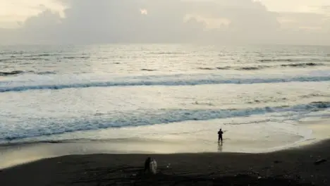 Drone Shot Orbiting People On Pigstone Beach