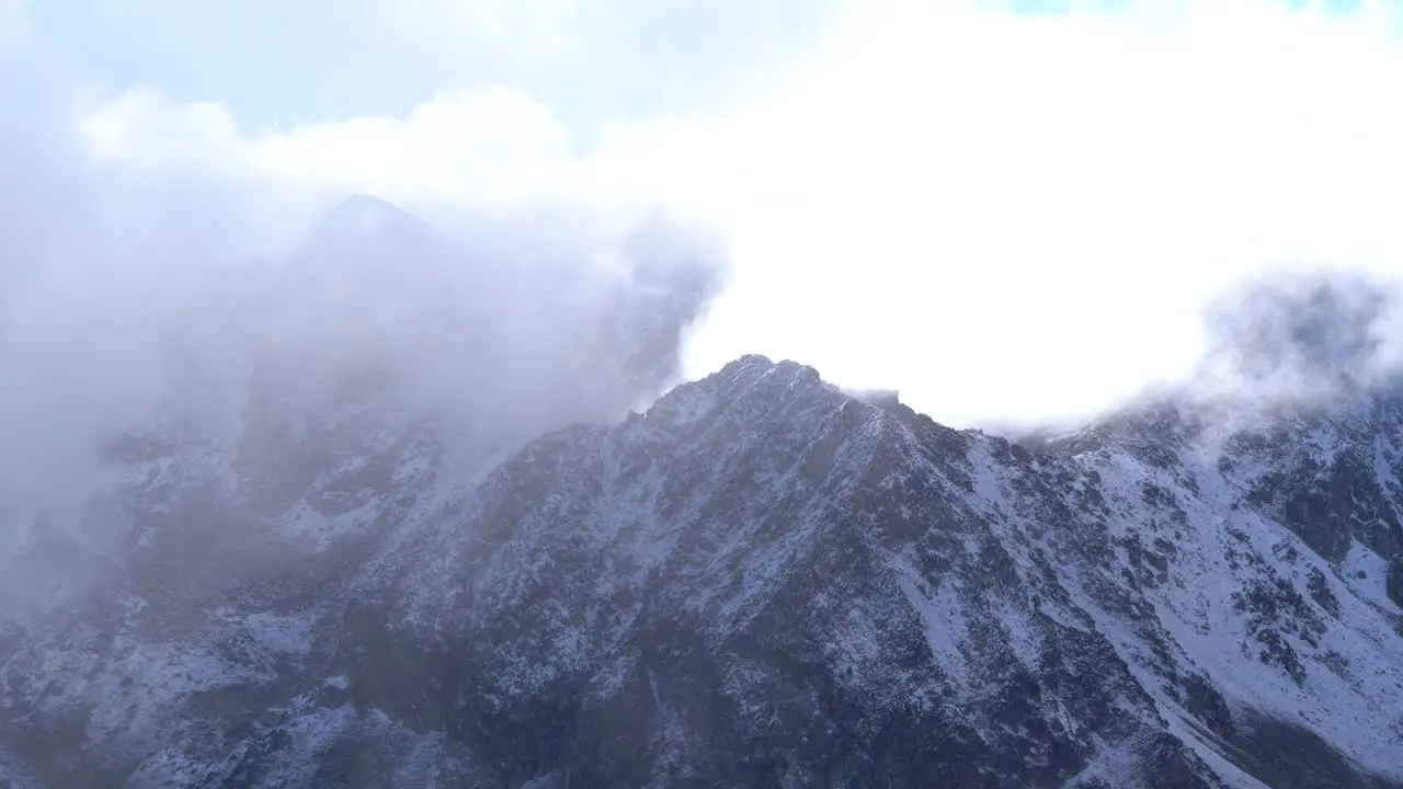 Rocky mountain ridge covered with snow