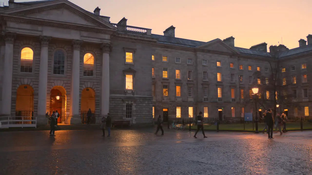 Trinity College University during dusk in December Dublin Ireland