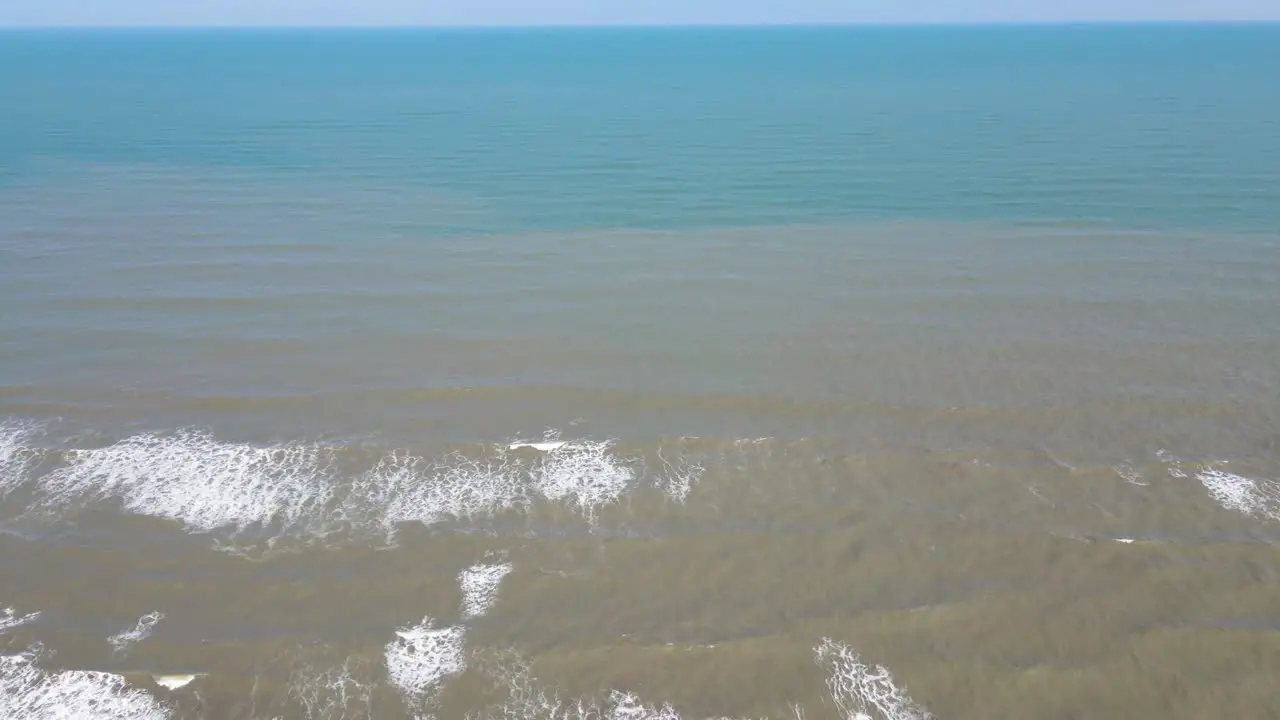 Sea of different colors due to the depth of the sea in Tecolutla Veracruz pull back shot