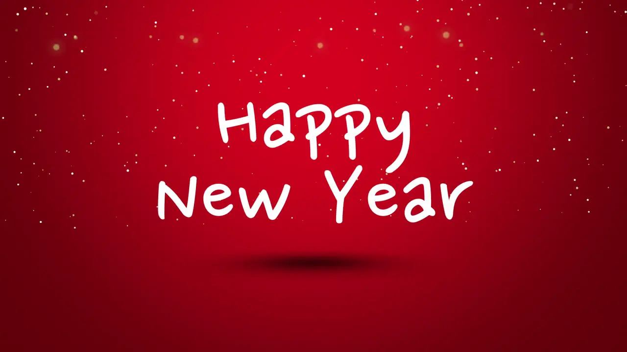 Animated close up Happy New Year text on red background 1