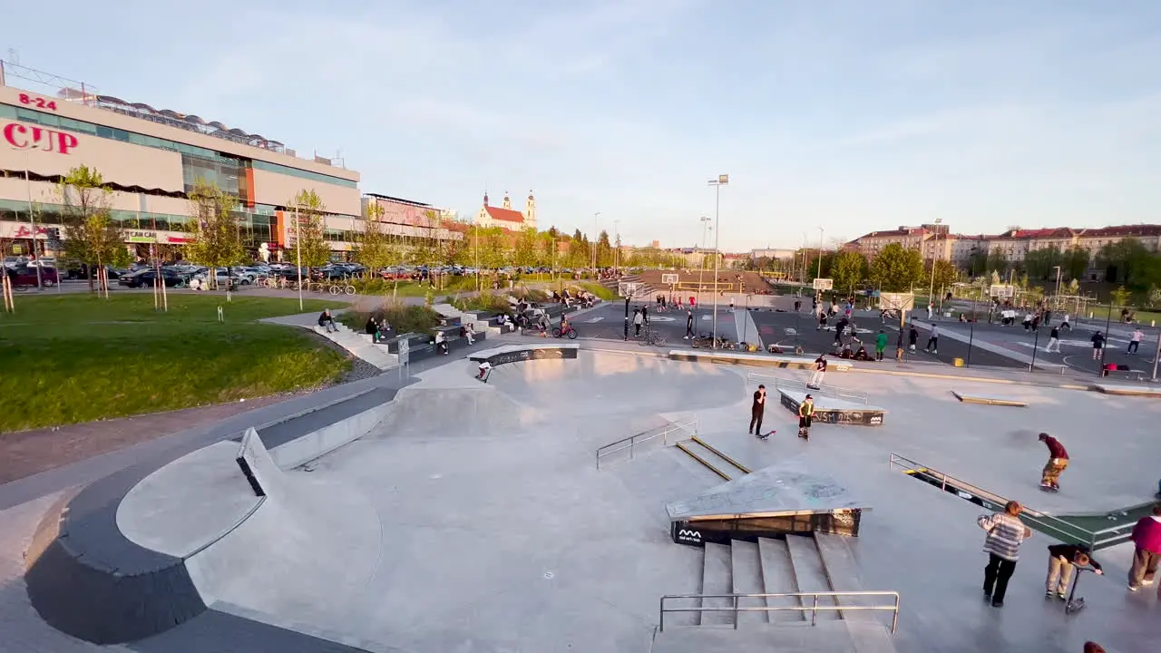 Skateboard park at the White Footbridge in Vilnius