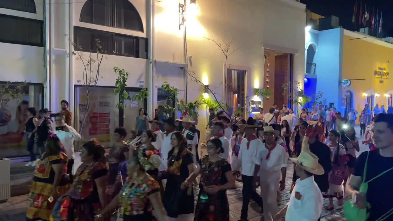 slow motion shot of carnaval de Yucatan at night