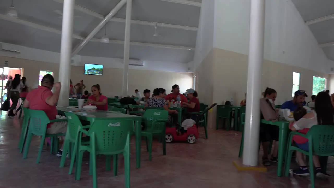 park visitors receive food and drinks