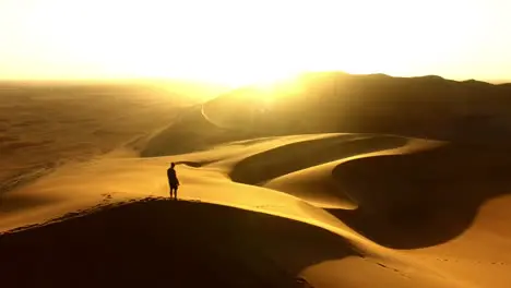 Walking through the vast Namibian desert