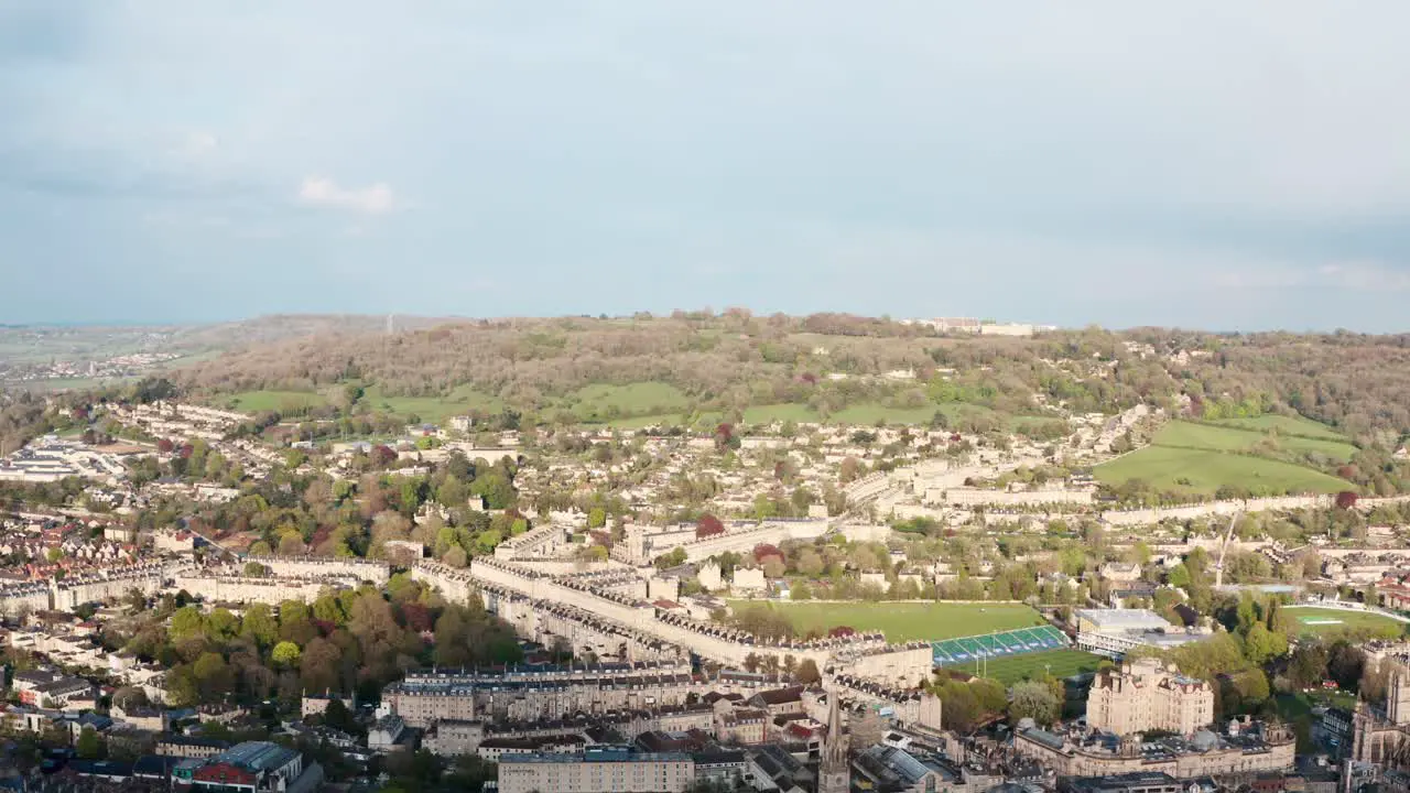 Descending drone shot over Ancient bath city uk