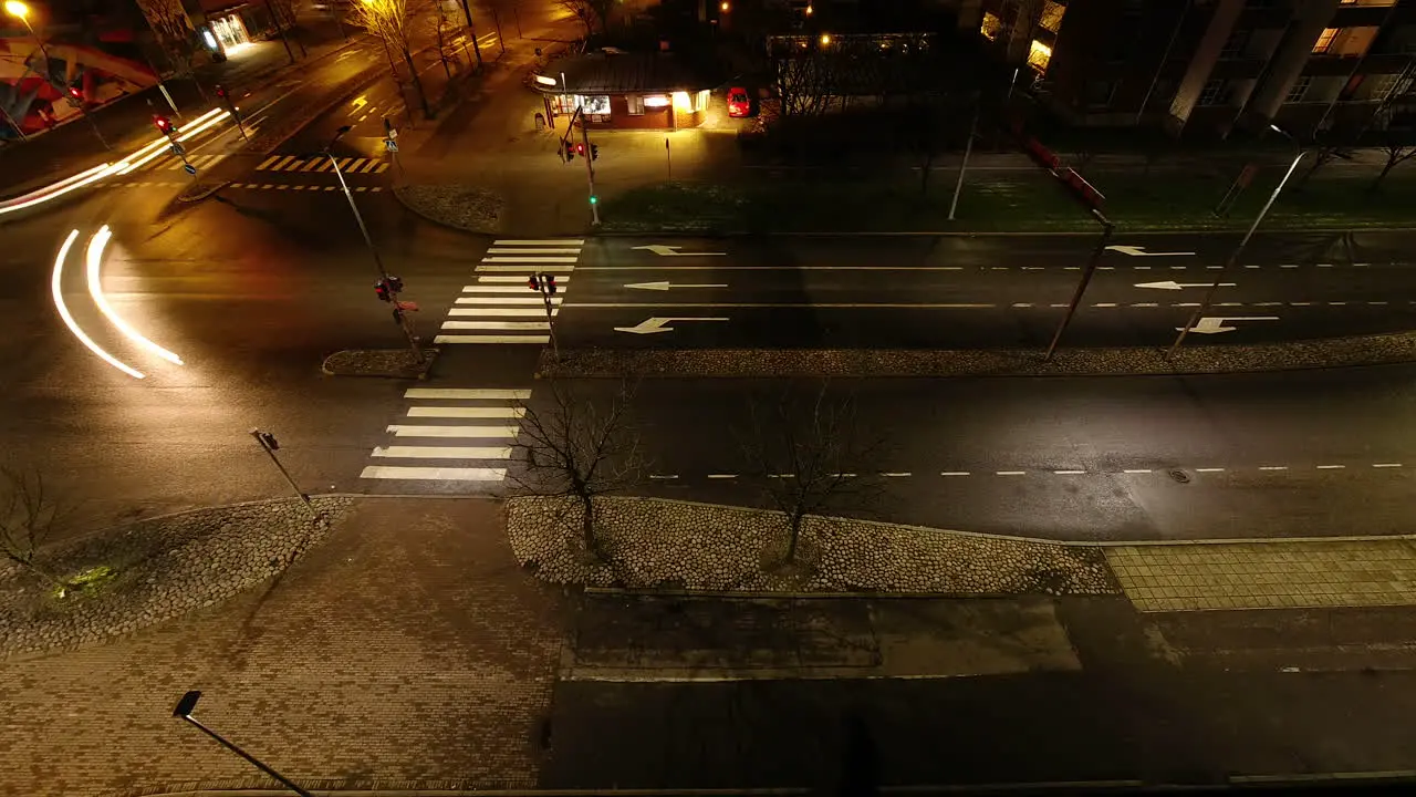 Zebra cross and street at night