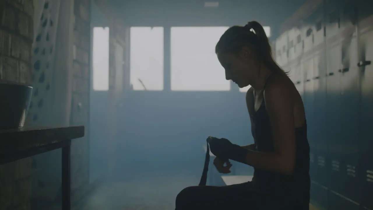 Female Boxer Wrapping Hands