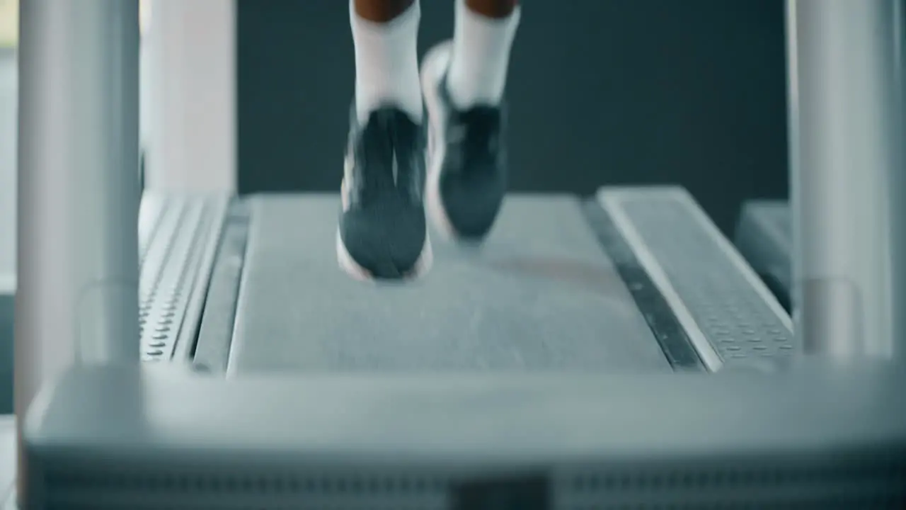 Mans Legs Whilst Running on Treadmill