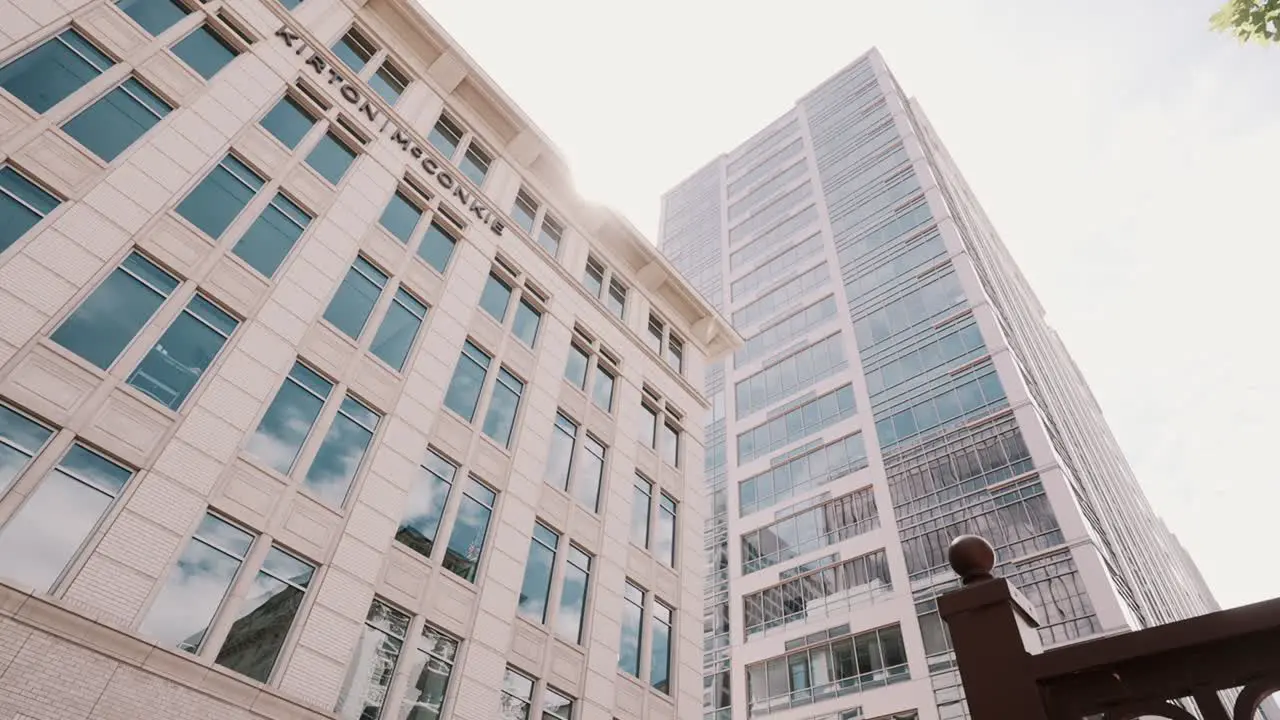 A panning shot of a famous high rise building in the Salt lake city in day time