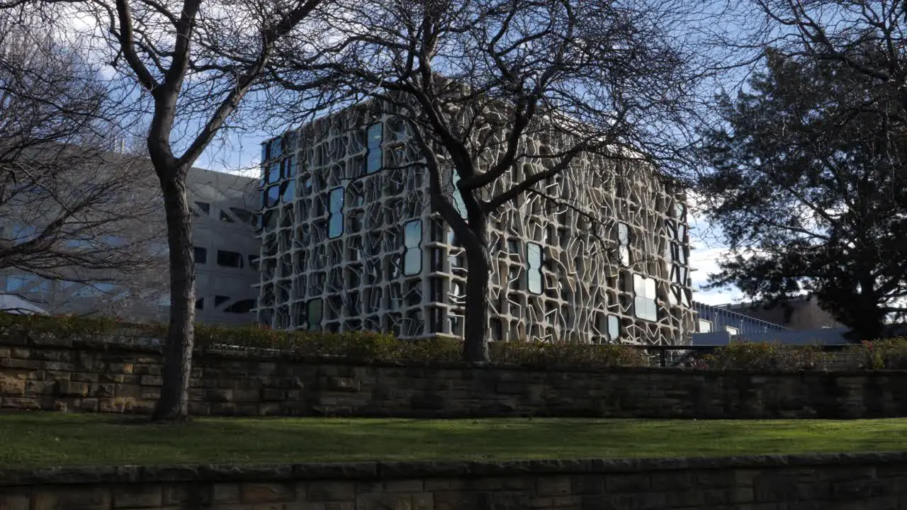 Sun fades over Menzie Research building in inner city Hobart Tasmania Australia