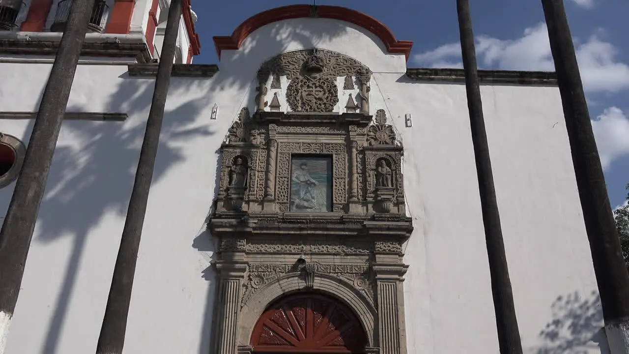 Mexico Tlaquepaque Door Of Parish Church With Pigeon Zoom In