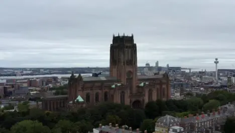 Drone Shot Orbiting Liverpool Cathedral 03